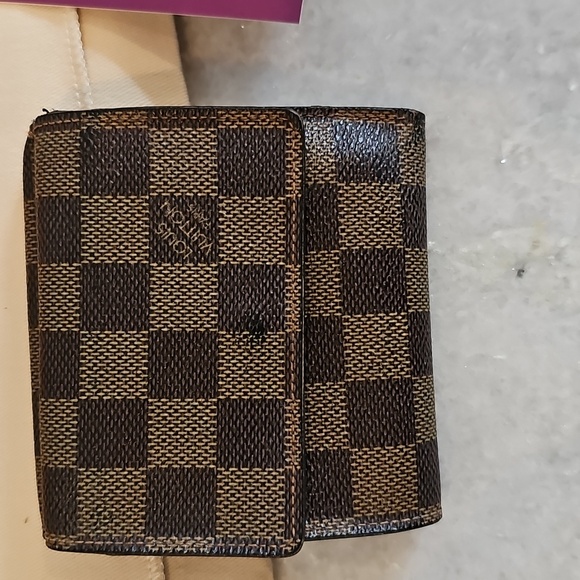 AUTHENTIC Louis Vuitton Damier Ebene Elise Trifold Compact Snap Wallet - Picture 3 of 14